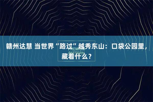 赣州达慧 当世界“路过”越秀东山：口袋公园里，藏着什么？