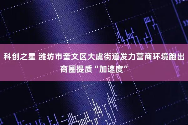 科创之星 潍坊市奎文区大虞街道发力营商环境跑出商圈提质“加速度”
